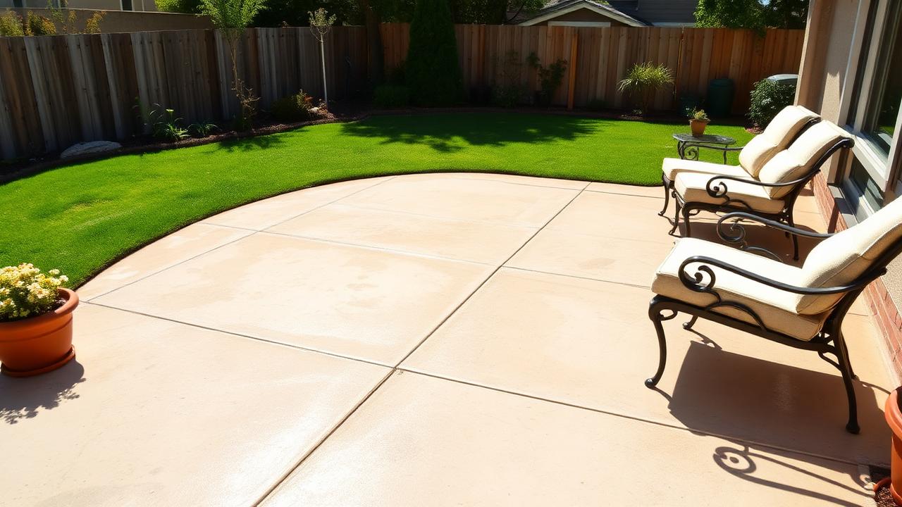 Freshly pressure washed backyard patio in Sacramento clean and ready for summer