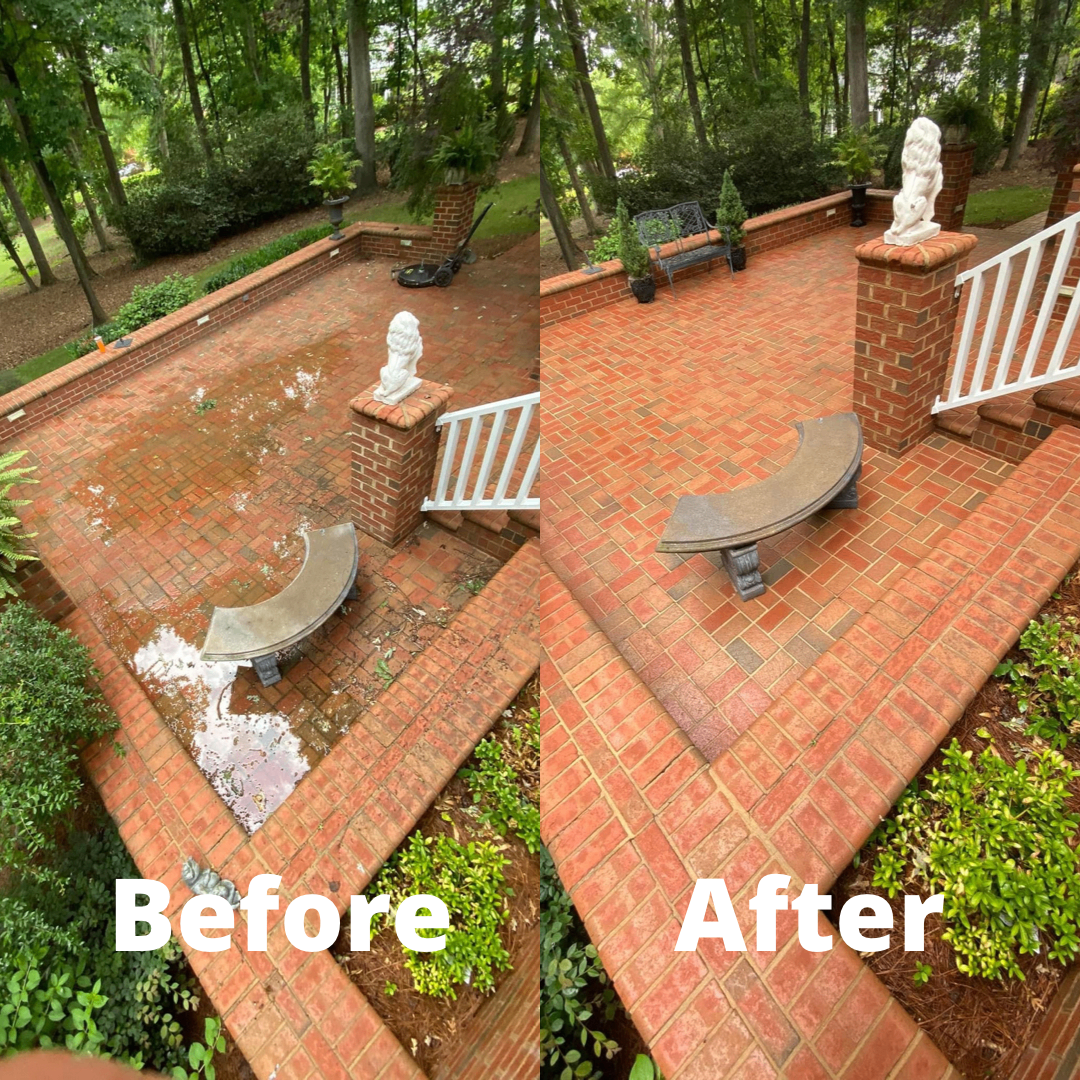 Before and after patio cleaning