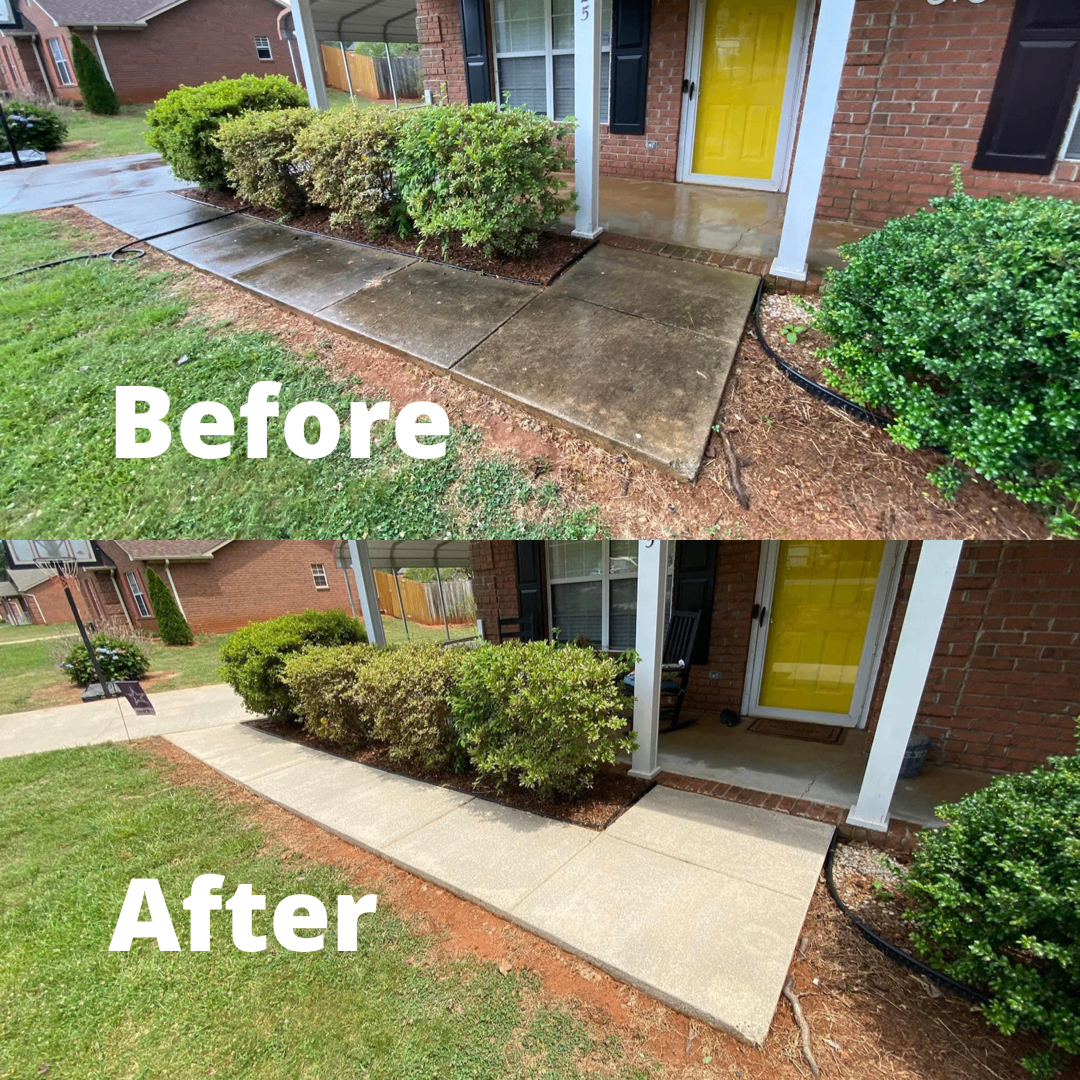 Before and after sidewalk cleaning