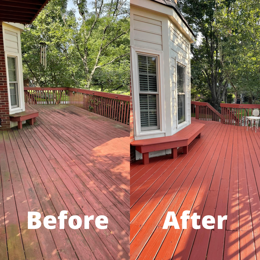 Before and after deck staining